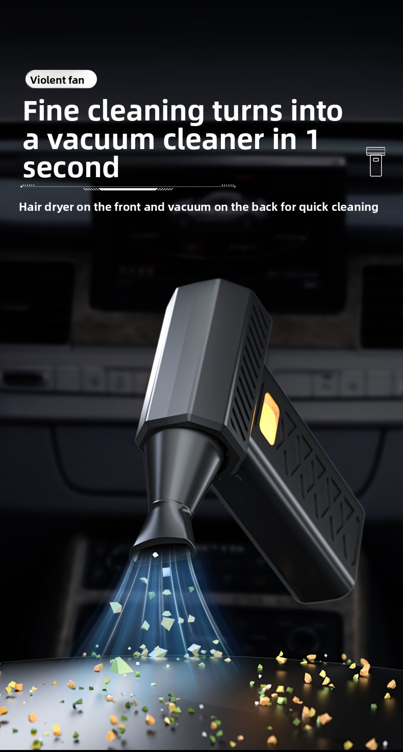 200W High-Power Portable Turbofan Fan with 155km/h Airflow, 6000mAh USB Rechargeable Battery, Ergonomic Handle & Compact Design for Camping, Car, Computer Cleaning, Dust/Snow Removal - Indoor/Outdoor Use, Portable Fan, Campin