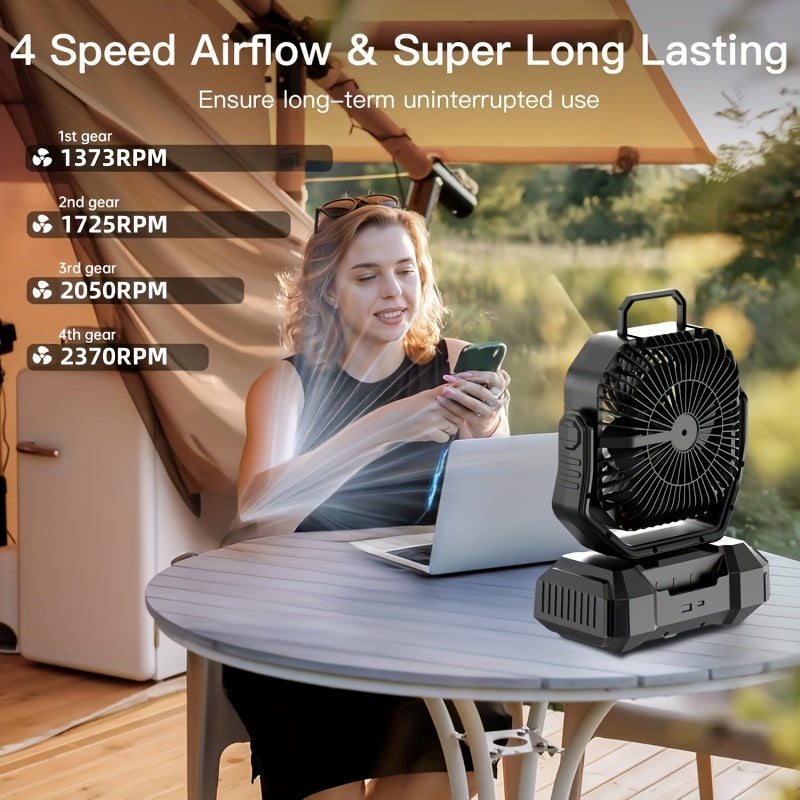 Camping Fan Portable Fan with 40000mAh Battery Powered Stronger Wind Stepless Speed Regulation Fast Charging for Tent Travel Car Outdoor Camping Essentials