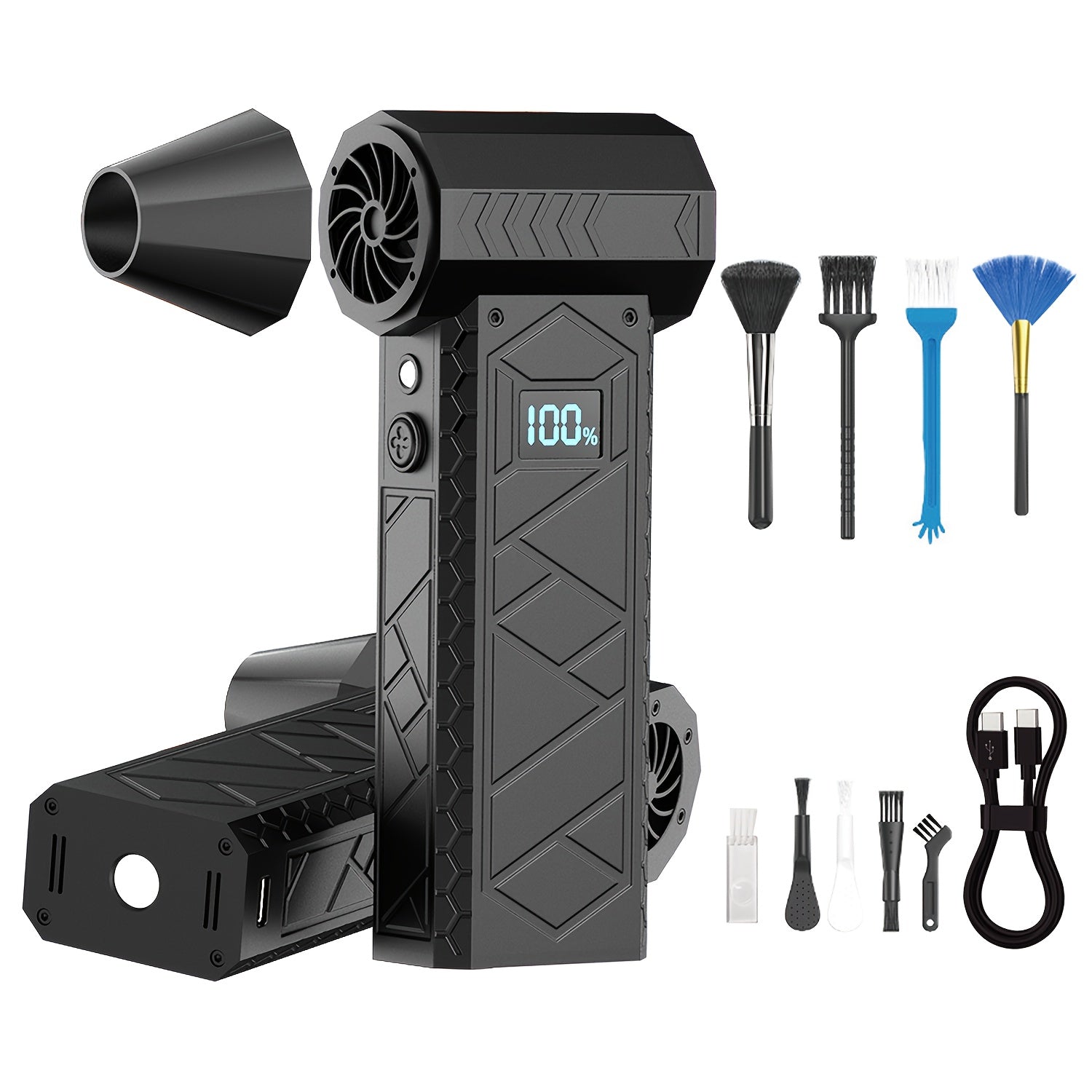 40000mAh Portable LED Camping Fan with Built-in Light - USB Rechargeable Outdoor Cooling Fan Tent, Hiking, Fishing - Sturdy And Compact Design, Green And Orange, Essential for Hiking, Sturdy Handle Function, Camping Accessory