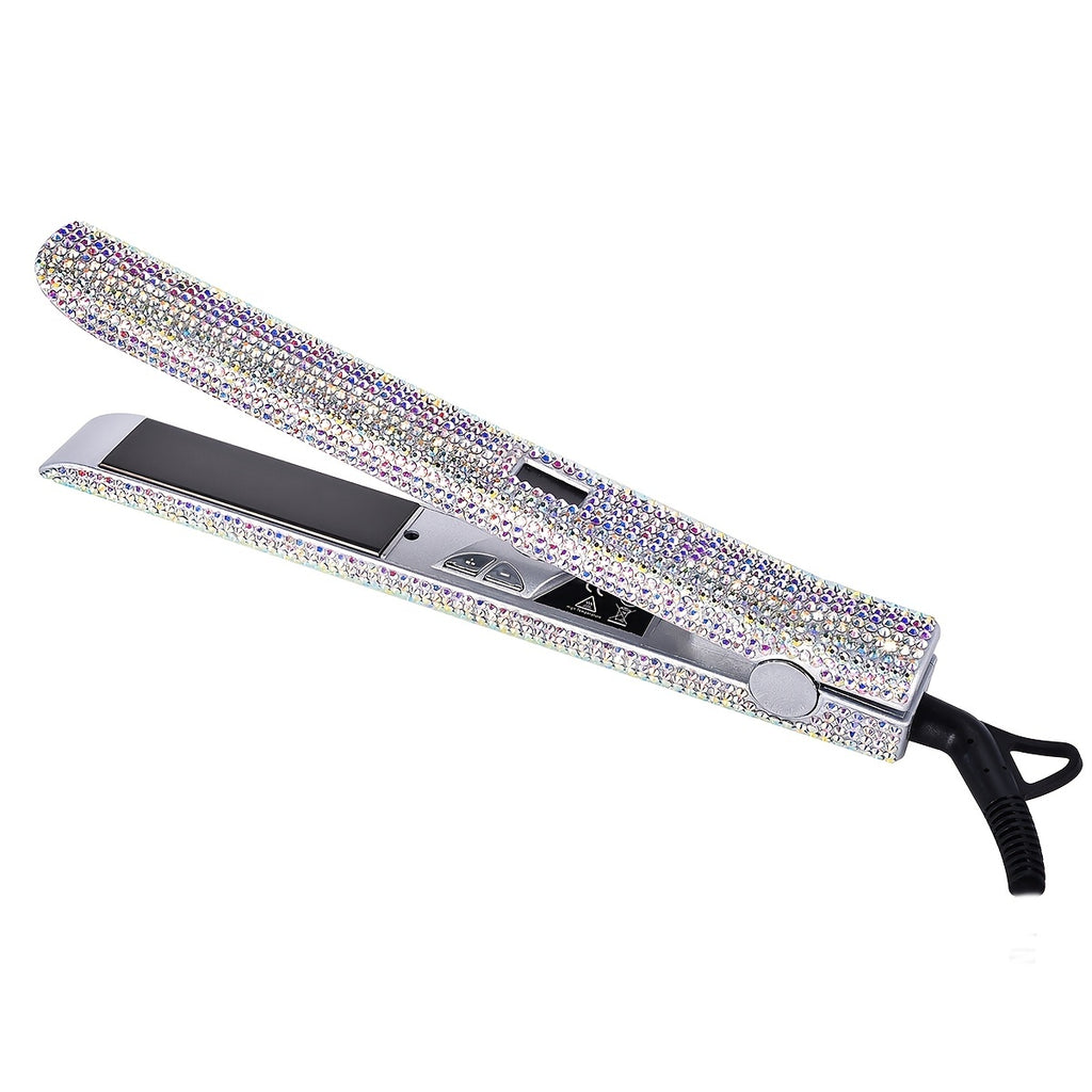 Bling Rhinestone Hair Straightener 2in 1 Flat Iron Hair Straightener Curler for All Hair Styles Professional Fast Adjustable Temperatures Hair Straightener,  Salon Equipment, Decorative Iron, Heatresistant Material, Smooth Gl
