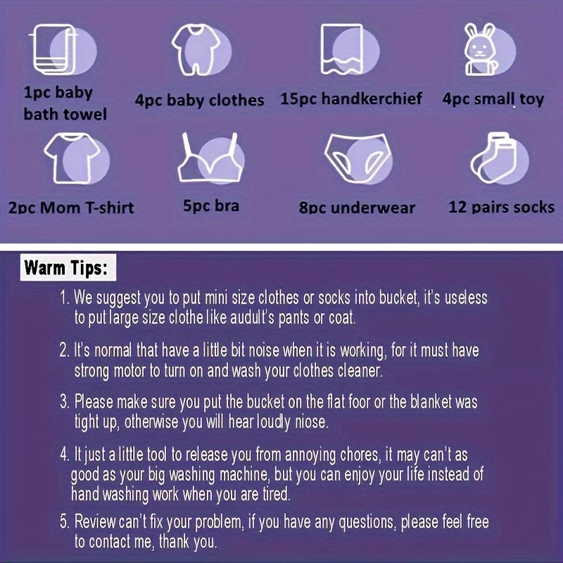 Portable washing machine, 10L foldable mini washing machine, 3 modes deep cleaning underwear, baby clothes, foldable washing machine, apartment, dormitory, camping, RV, travel laundry