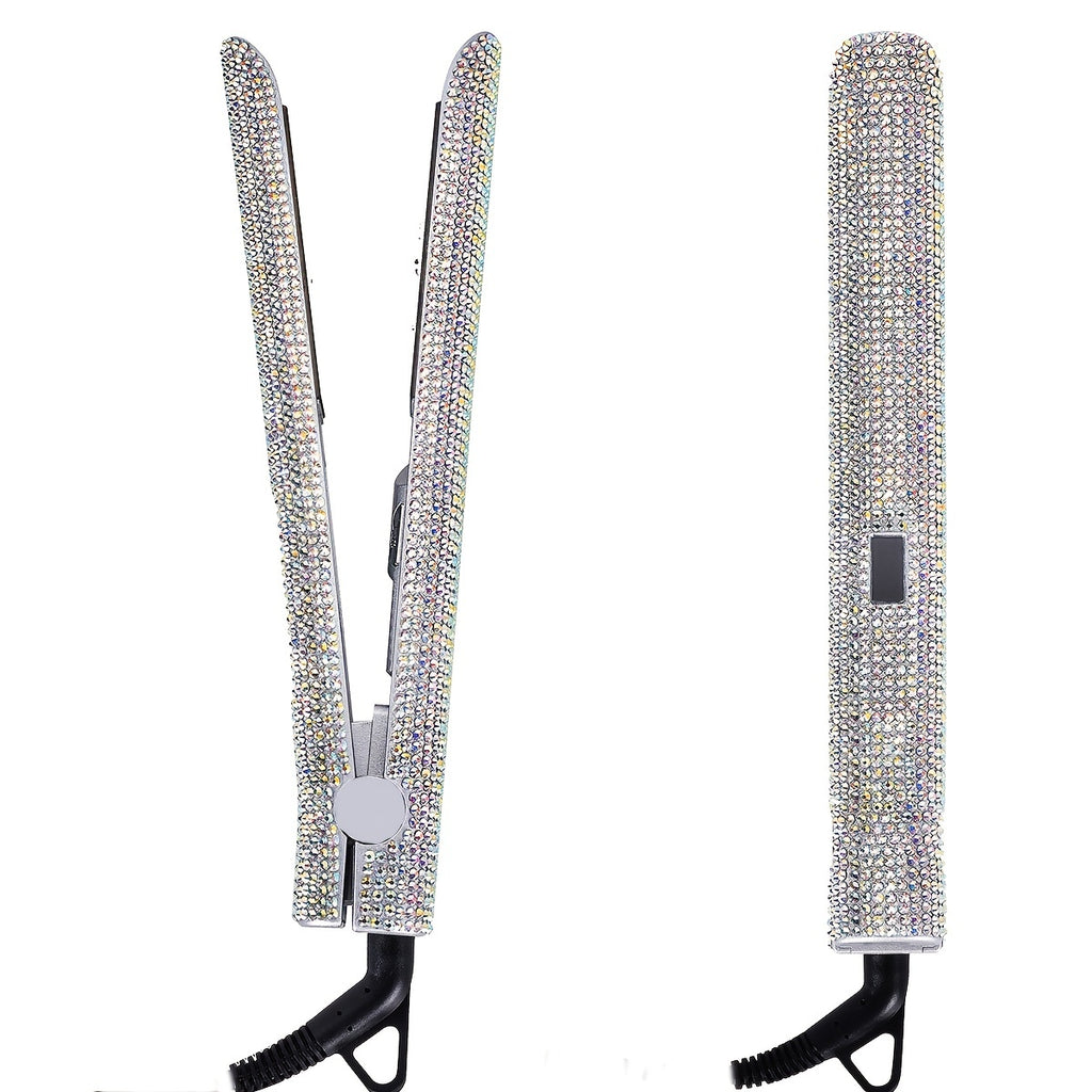 Bling Rhinestone Hair Straightener 2in 1 Flat Iron Hair Straightener Curler for All Hair Styles Professional Fast Adjustable Temperatures Hair Straightener,  Salon Equipment, Decorative Iron, Heatresistant Material, Smooth Gl