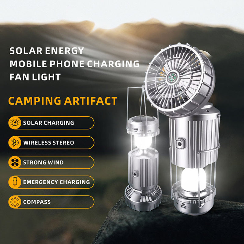Halloween Gifts 5-in-1 camping light Rechargeable Camping Fan with LEDLights,Powered Fan,Portable Fan forPicnic Fishing RV Jobsite WorkshopPower Outages Hurricane Mobile UsbCharging, Portable solar Fan withwireless Speaker,Hu