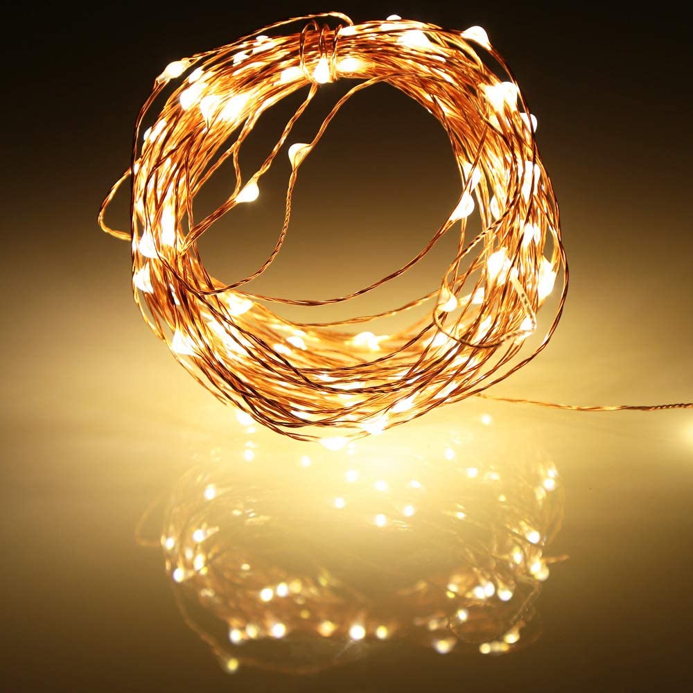 1set, LED Fairy Lights Battery Box Copper Wire String 78.74/196.85/393.7inch Holiday Outdoor Lamp Garland for Christmas Tree Wedding Party Decoration