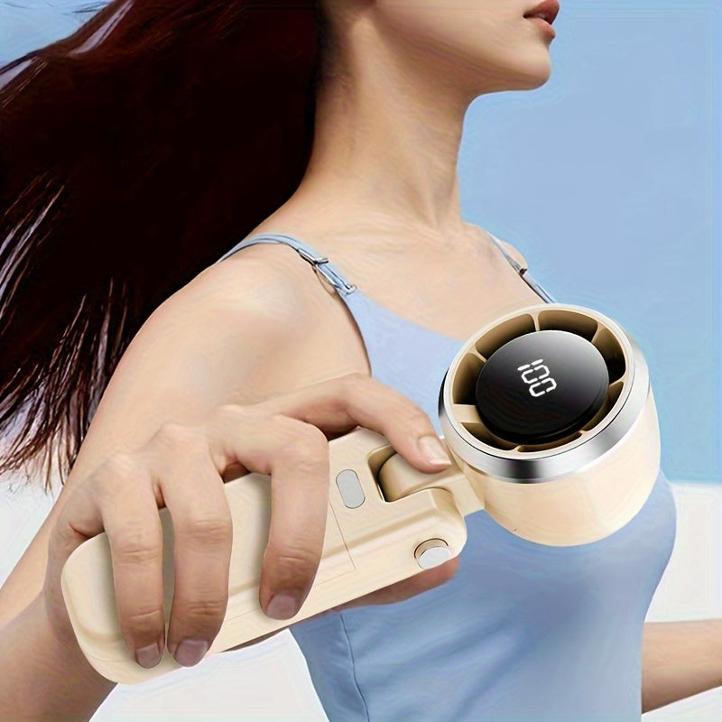Portable Handheld Fan, 5000rpm Ultra-High Speed Quick Cooling, 1-100-Level Super Power USB Fan, Large Battery Capacity, Mini Portable Fan, USB Rechargeable, Lanyard- Lightweight, Compact, And Easy to Carry for Outdoor Activit