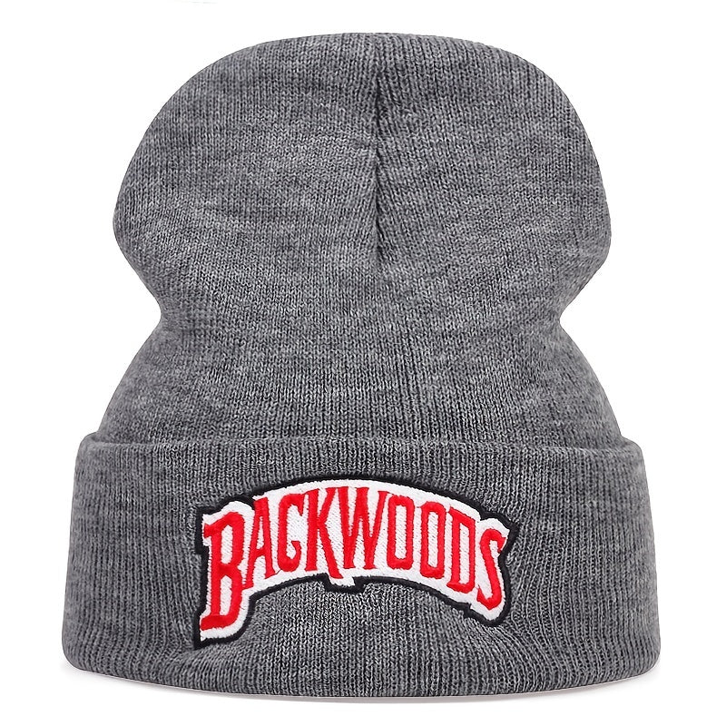 1pc "BACKWOODS" Knitted Hat Thermal Cap For Men, Ideal choice for Gifts
