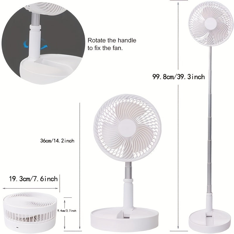 1 Pack Rechargeable Portable Fan with Adjustable Height, 4 Speed Settings & Retractable Oscillation - USB-Powered Indoor/Outdoor Cooling Fan for Home, Office, Camping, Travel - Lightweight Durable Plastic Design, Multispeed C