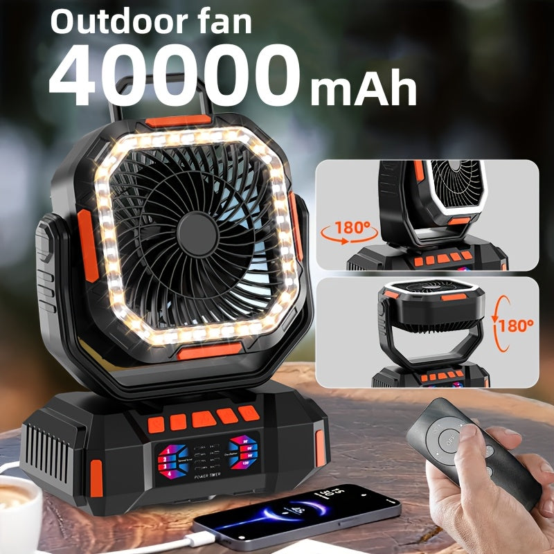 Camping Fan Portable Fan with 40000mAh Battery Powered Stronger Wind Stepless Speed Regulation Fast Charging for Tent Travel Car Outdoor Camping Essentials