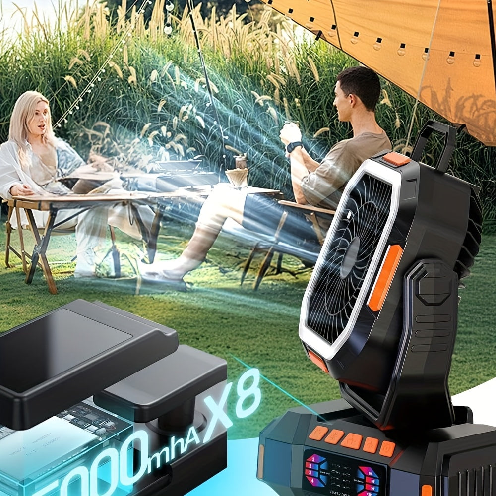 Camping Fan Portable Fan with 40000mAh Battery Powered Stronger Wind Stepless Speed Regulation Fast Charging for Tent Travel Car Outdoor Camping Essentials