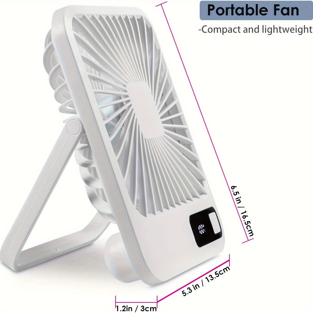 YITUMU Mini Desktop Fan, USB Charging Portable Fan, Square Shape, 1800mAh Rechargeable Cruise Fan, Powerful Wind, 5 Gears Portable Cooling Fan, Quiet Operation, Suitable For Home, Office, Car And Outdoor Travel