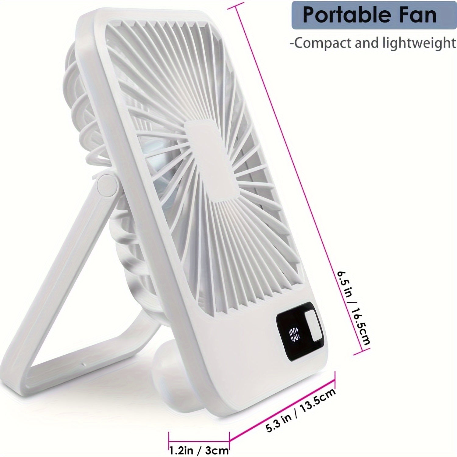YITUMU Mini Desktop Fan, USB Charging Portable Fan, Square Shape, 1800mAh Rechargeable Cruise Fan, Powerful Wind, 5 Gears Portable Cooling Fan, Quiet Operation, Suitable For Home, Office, Car And Outdoor Travel
