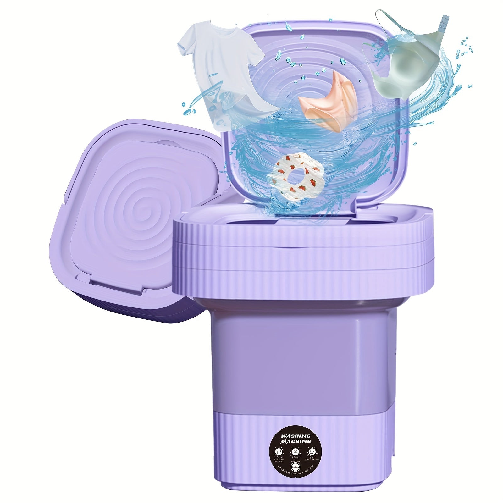 Portable washing machine, 10L foldable mini washing machine, 3 modes deep cleaning underwear, baby clothes, foldable washing machine, apartment, dormitory, camping, RV, travel laundry