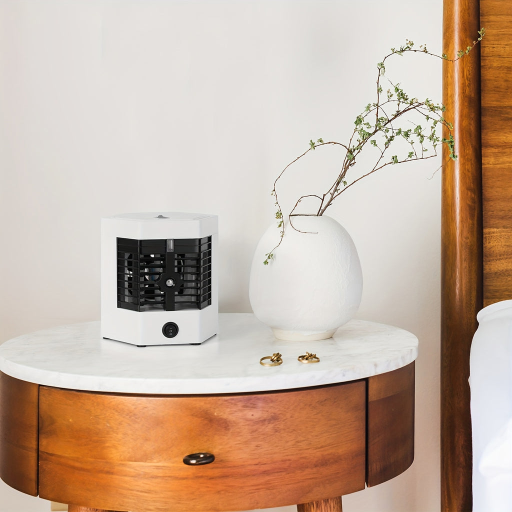 1pc, Portable Air Contioner, Small Portable Fan, Desktop Table Fan 2 Speeds, Personal Fan For Sleeping, USB Fan With Handle, For Bedroom Home Office, Comfortable Compact Design, Fast Cooling, Quiet Cooler