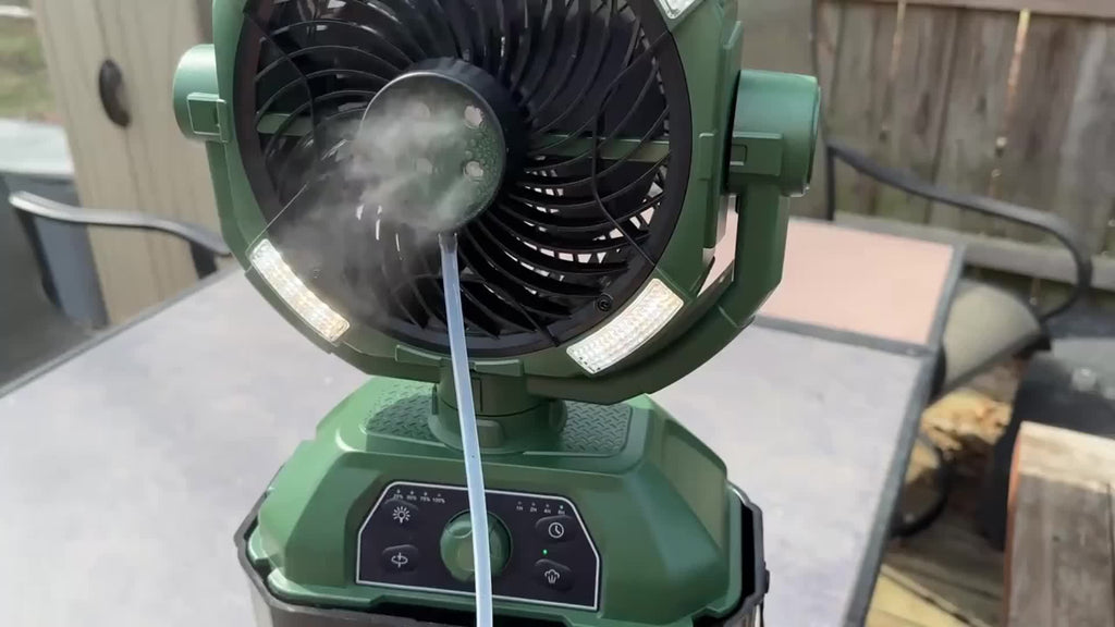 2025 New Spray Fan, 6-liter Bucket Portable Spray Fan (with Remote Control), 20000mAh Rechargeable Battery Portable Fan, Suitable For Outdoor Terrace, Camping Fan 270 ° Adjustable, Hanging, With Lighting, For Outdoor, Barbec