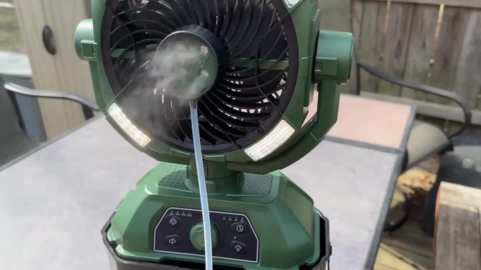 2025 New Spray Fan, 6-liter Bucket Portable Spray Fan (with Remote Control), 20000mAh Rechargeable Battery Portable Fan, Suitable For Outdoor Terrace, Camping Fan 270 ° Adjustable, Hanging, With Lighting, For Outdoor, Barbec