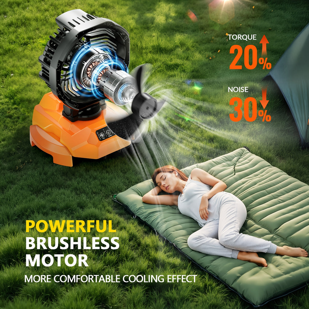 Battery Powered Fan With Misting, 24000mAh Rechargeable Camping Fan, Strong Spray Mister, 4 Speed With Timer, Auto Oscillation Portable Fan With Retractable Base For Outdoor Sport Beach Travel Patio Porch