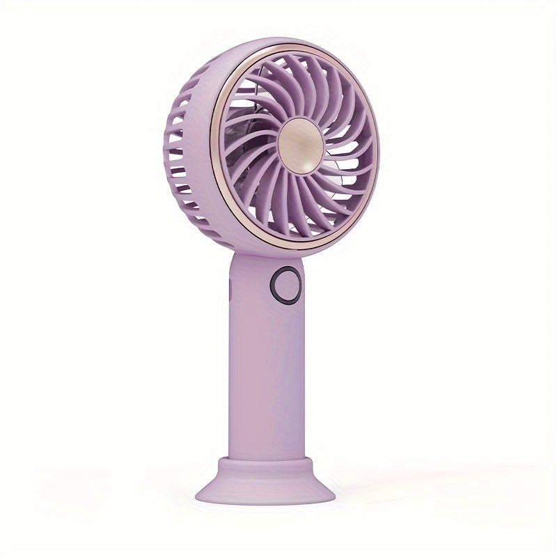 Small Fan, Handheld Portable Fan With LED Light, USB Rechargeable, Long-lasting Battery Life, Silent, Suitable For Office Desktop