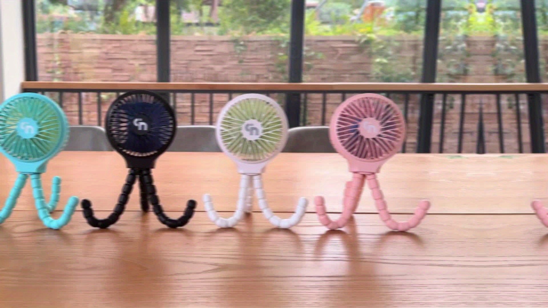 WiHoo Battery Powered Stroller Fan, Flexible Tripod Clip On Fan With 3 Speeds And Rotatable Handheld Rechargeable Personal Portable Fan For Car Seat Crib Bike Treadmill