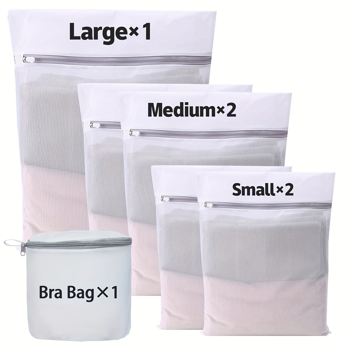 5 sizes of mesh laundry bags for delicate clothes, washing machine washing bags, suitable for underwear, bras, socks, lingerie, baby clothes, travel storage bags, Laundry Bags