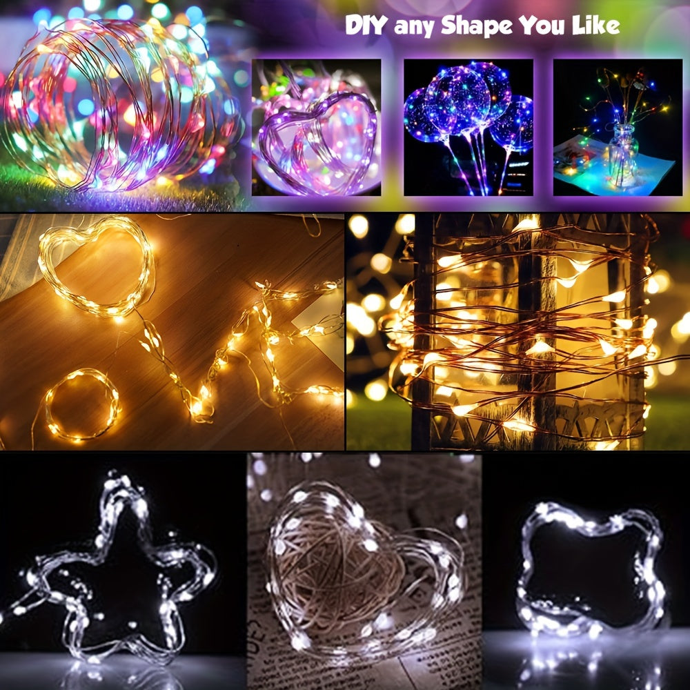 1set, LED Fairy Lights Battery Box Copper Wire String 78.74/196.85/393.7inch Holiday Outdoor Lamp Garland for Christmas Tree Wedding Party Decoration